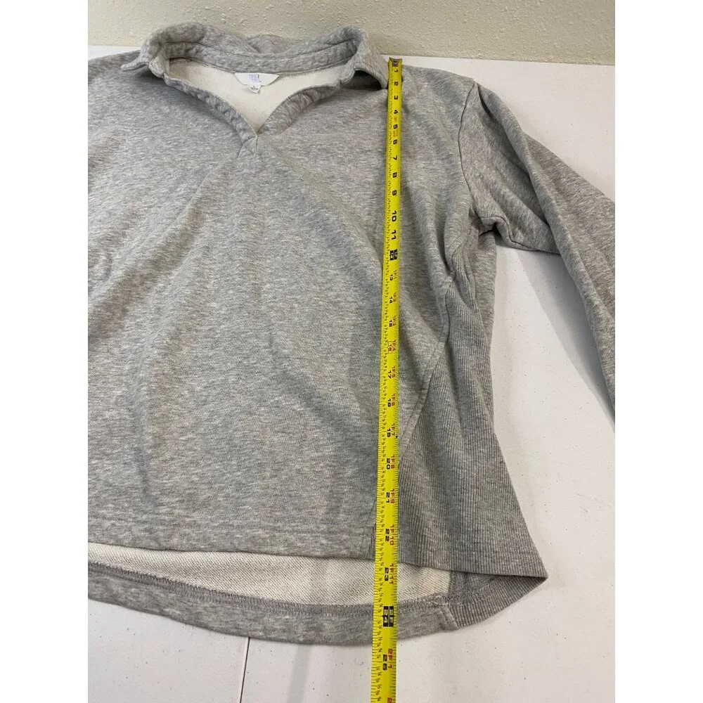 Time and Tru Womens Gray Split Neck Pullover Sweatshirt Top Size L 12-14 - Picture 5 of 11